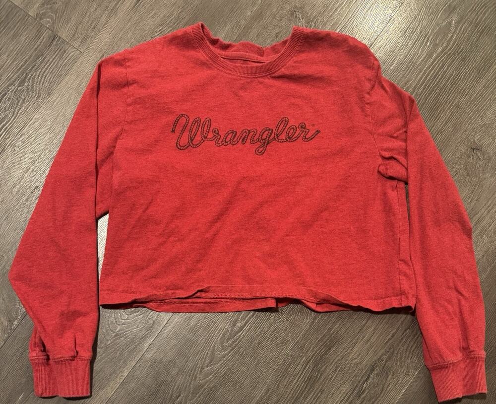 Women’s Wrangler Long Sleeve Crop Top Size Small Red - Picture 1 of 6